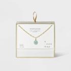 Silver Plated Aventurine Coin Paperclip Link Y Necklace - A New Day Green