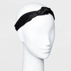 Solid Hammered Satin With Front Knot And Elastic Back Headwrap -a New Day Black