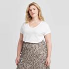 Women's Plus Size Short Sleeve V-neck Slim Fit T-shirt - Ava & Viv White 1x, Women's,