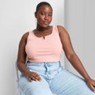 Women's Plus Size Split Neck Super Cropped Tank Top - Wild Fable Blush