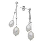 Prime Art & Jewel Sterling Silver Genuine White Pearl Drop Earrings, Girl's