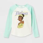 Girls' Disney Princess Tiana Raglan Long Sleeve Graphic T-shirt - Green/off-white