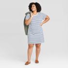 Women's Plus Size Striped Short Sleeve T-shirt Dress - Universal Thread Blue 1x, Women's,