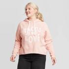 Women's Plus Size Tacos And Love Cropped Hoodie Sweatshirt - Grayson Threads (juniors') - Pink 1x, Women's,