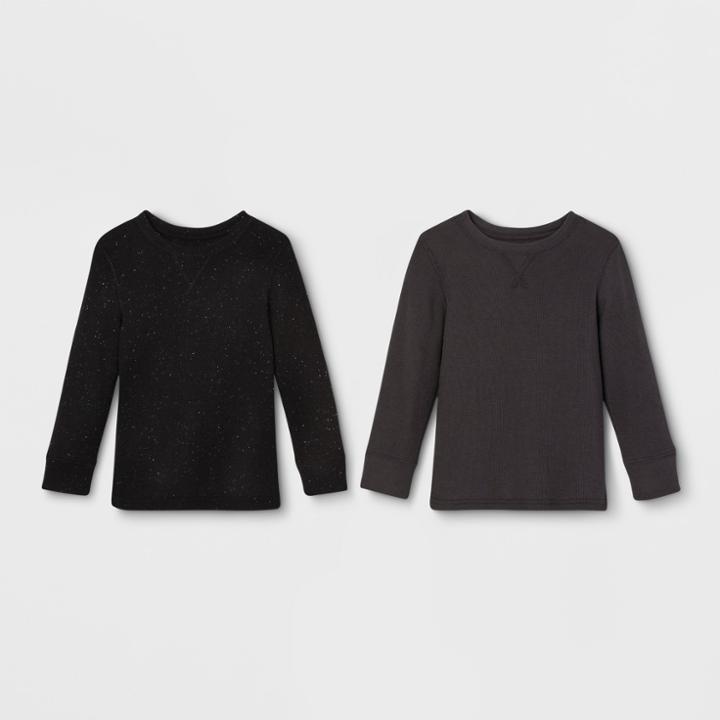 Toddler Boys' 2pk Thermal Long Sleeve T-shirt - Cat & Jack Charcoal/black