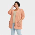 Women's Plus Size Matte Chenille Cardigan - Ava & Viv Coral X, Pink