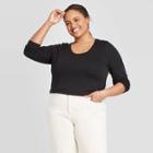 Women's Plus Size Long Sleeve T-shirt - Ava & Viv Black 2x, Women's,