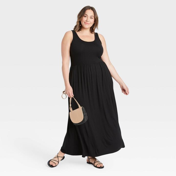 Women's Plus Size Sleeveless Knit Babydoll Dress - Ava & Viv Black X