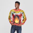 Mad Engine Men's Ugly Holiday Fire Felt Applique Sweatshirt - Red