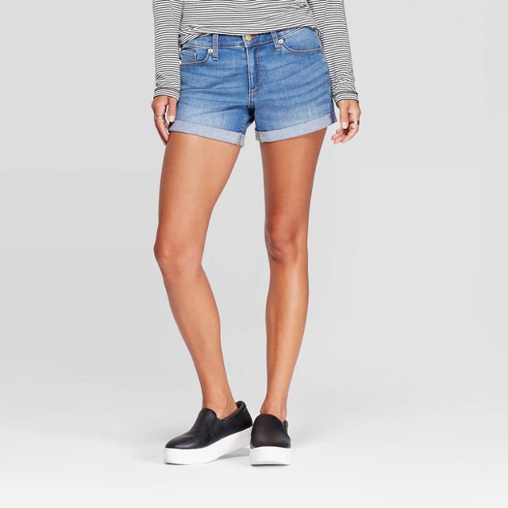 Women's High-rise Midi Jean Shorts - Universal Thread Dark Wash 2, Women's, Blue
