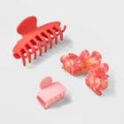 Round Claw Hair Clip Set 3pc - Universal Thread Coral