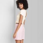 Women's Short Sleeve Lace-up Back Cropped Baby T-shirt - Wild Fable White