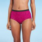 Women's High Waist Brief Bikini Bottom - All In Motion Cranberry Dot