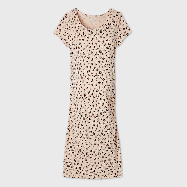 Maternity Leopard Print Short Sleeve T-shirt Dress - Isabel Maternity By Ingrid & Isabel Beige
