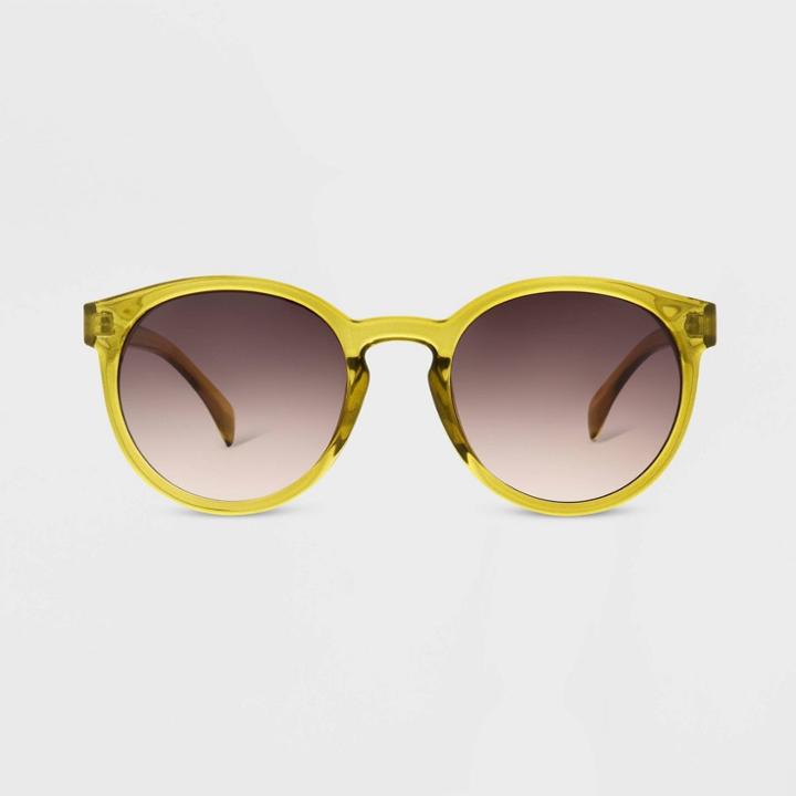 Women's Shiny Plastic Round Sunglasses - Universal Thread Black