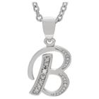 Journee Collection 1/10 Ct. T.w. Round-cut Diamond Letter Pave Set Pendant Necklace In Sterling Silver - Silver, B (18), Girl's, Silver