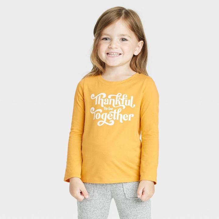 Toddler Girls' Thankful Long Sleeve Shirt - Cat & Jack Yellow