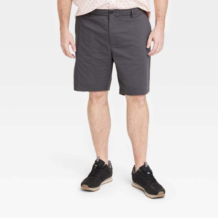 Men's Big & Tall Regular Fit 9 Tech Chino Shorts - Goodfellow & Co Charcoal Gray