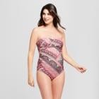 Maternity D/dd Cup Wrap Bandeau One Piece Swimsuit - Isabel Maternity By Ingrid & Isabel Pink Patchwork S, Women's,