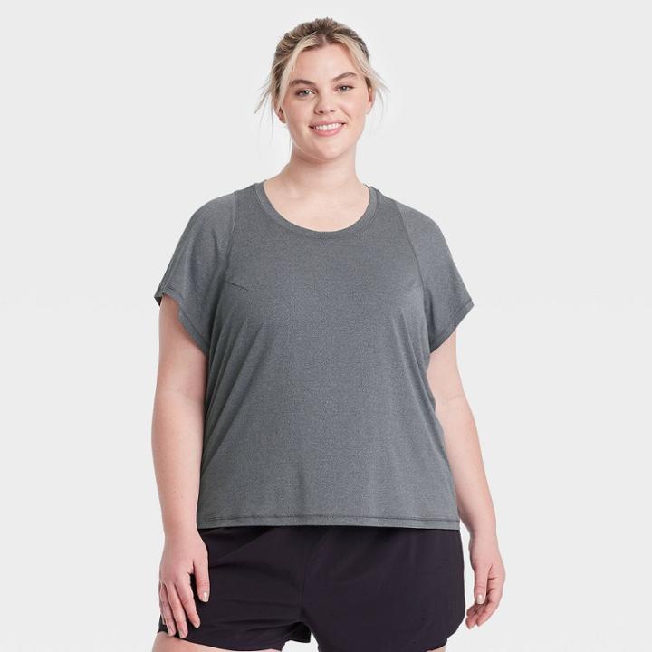 Women's Plus Size Short Sleeve Run T-shirt - All In Motion Charcoal Heather