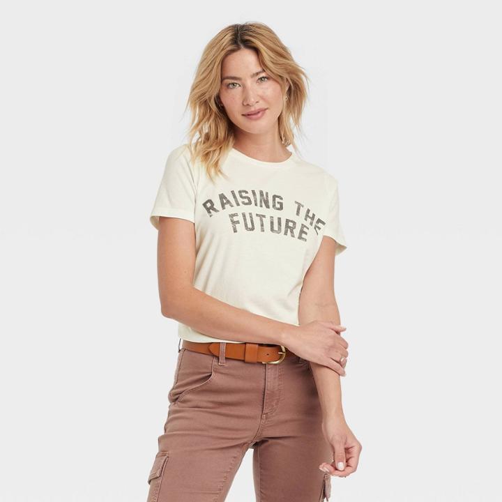 Grayson Threads Women's Mother's Day Raising The Future Short Sleeve Graphic T-shirt - White