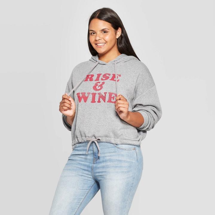 Modern Lux Women's Rise & Wine Plus Size Long Sleeve Sweatshirt - Gray 1x, Women's,