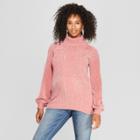 Maternity Chenille Cable Turtleneck - Isabel Maternity By Ingrid & Isabel Pink