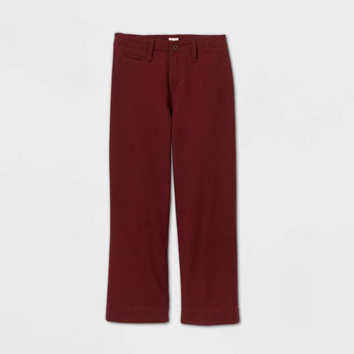 Women's High-rise Wide Leg Cropped Pants - A New Day Burgundy 12, Women's, Red