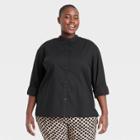 Women's Plus Size Long Sleeve Button-down Shirt - Who What Wear Black