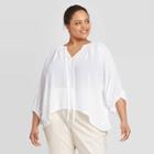 Women's Plus Size Balloon Long Sleeve Blouse - Prologue White 1x, Women's,