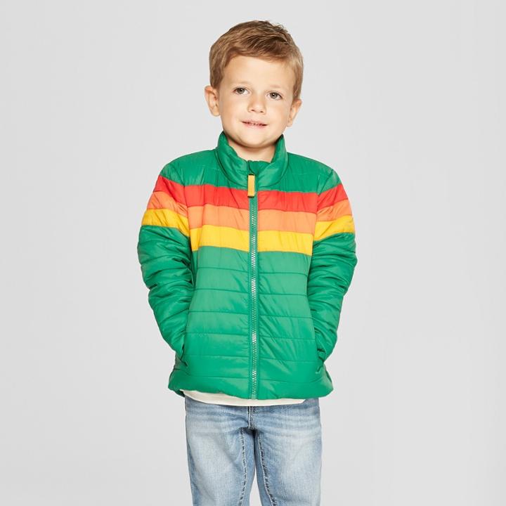 Toddler Boys' Rainbow Midweight Puffer Jacket - Cat & Jack Green