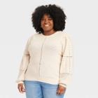Women's Plus Size Crewneck Pointelle Sweater - Knox Rose Ivory