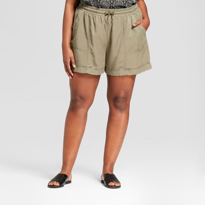 Women's Plus Size Utility Shorts - Universal Thread Olive (green)