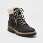 Women's Susan Microsuede Sherpa Lace-up Fashion Boots - Universal Thread Black