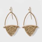 Etched Triangular Drop Earrings - Universal Thread Gold, Women's,