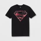 Men's Short Sleeve Dc Comics Superman Red Flame Crew T-shirt - Black