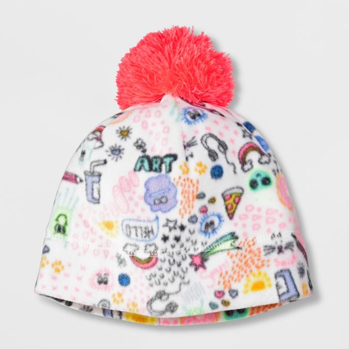 Girls' Doodle Fleece Beanie - Cat & Jack Cream