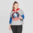 Target Women's Stranger Things Plus Size Color Blocked Cropped Hoodie (juniors') - Gray/red/blue