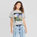 Women's Blurred Flower Photoreal Short Sleeve T-shirt - Mighty Fine (juniors') - Heather Gray