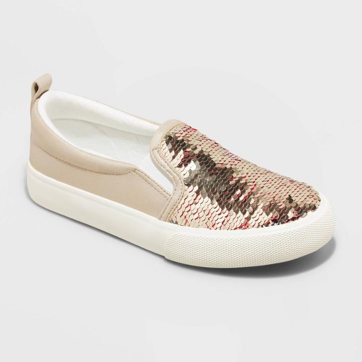 Girls' Aliki Flip Sequin Slip-on Apparel Sneakers - Cat & Jack Gold