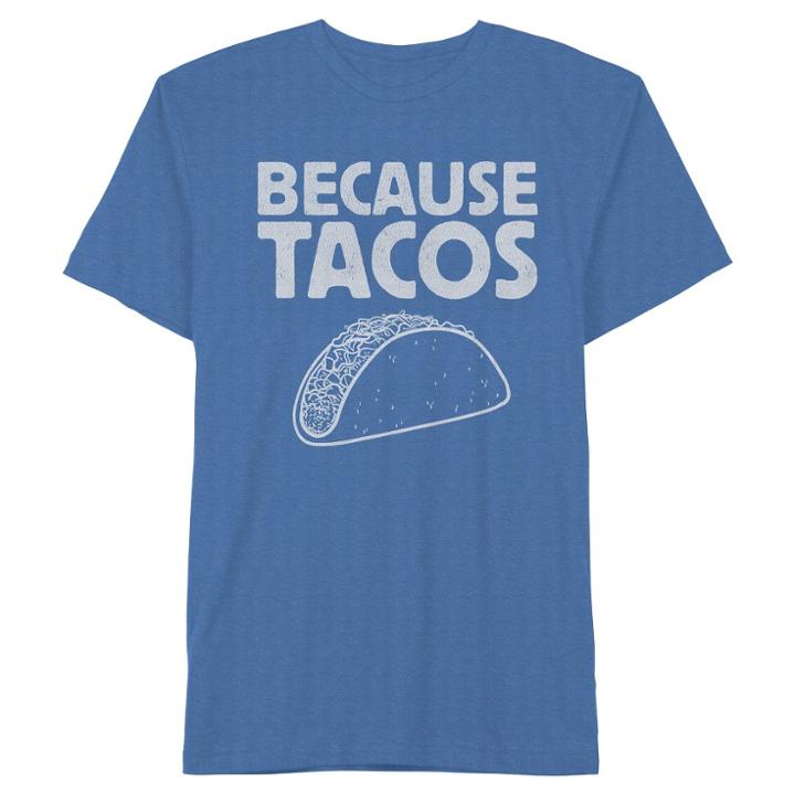 Hybrid Apparel Men's Because Tacos T-shirt Royal Heather Xxlarge, Size: