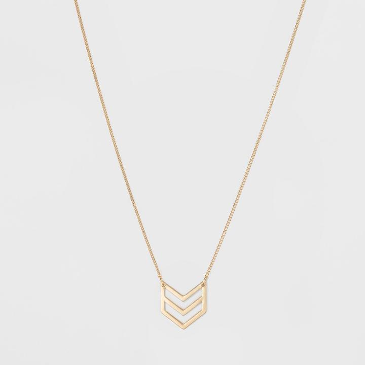Target Women's Double Chevron Short Pendant Necklace - Gold