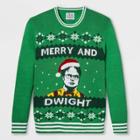Universal Men's The Office Merry And Dwight Christmas Pullover Sweater - Green