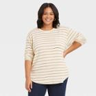 Women's Plus Size Long Sleeve Pocket T-shirt - Ava & Viv Olive X, Green