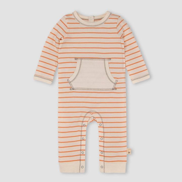 Burt's Bees Baby Baby Herbivorous Striped Jumpsuit - Orange