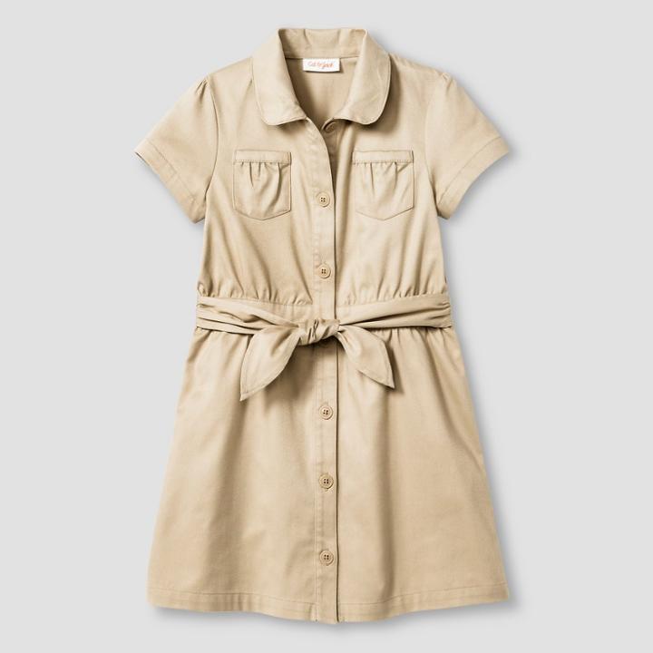 Girls' Woven Belted Safari Dress - Cat & Jack Khaki (green)
