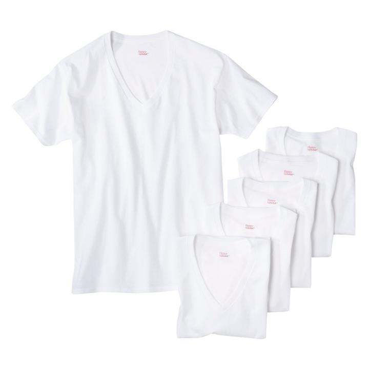 Hanes Men's 5pk V-neck T-shirt - White