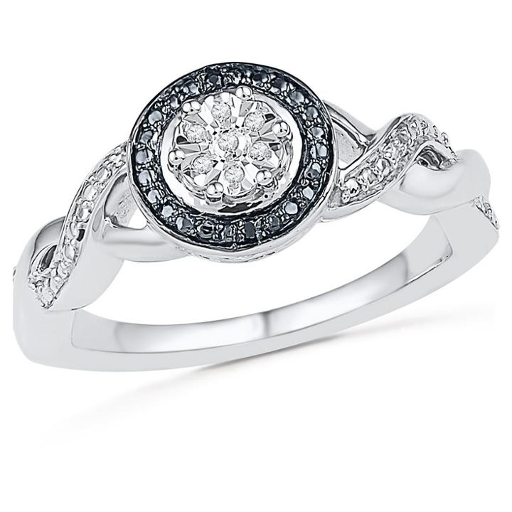 Target 0.925 Ct. T.w. Silver And 0.030 Ct. T.w. White & Black Diamond Fashion Ring