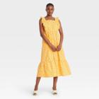 Women's Ruffle Sleeveless Dress - Who What Wear Yellow Polka Dot