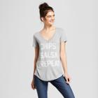 Women's Chips Salsa Repeat Short Sleeve V-neck Graphic T-shirt - Awake Gray